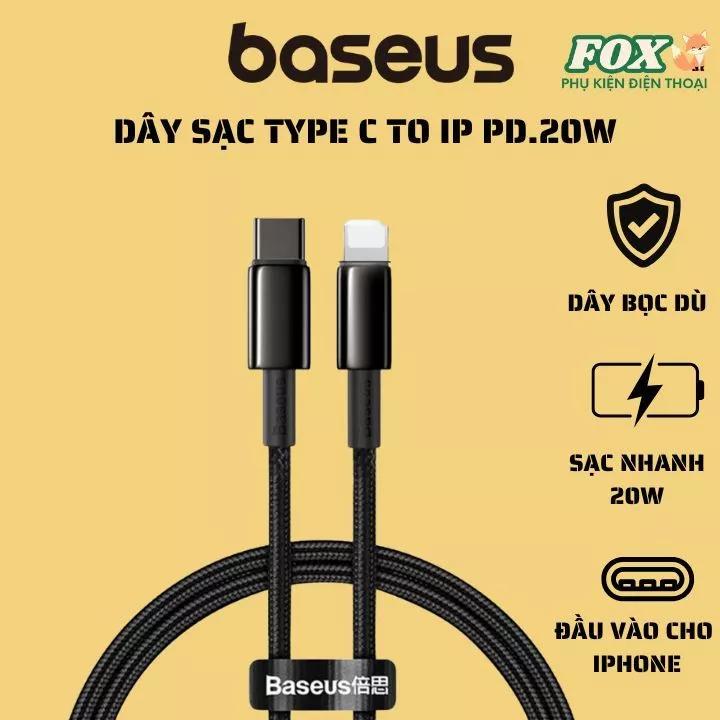 Dây Cáp Baseus Tungsten Gold Type-C to IP - Sạc Nhanh PD 20W, Siêu Bền, Tốc Độ Cao