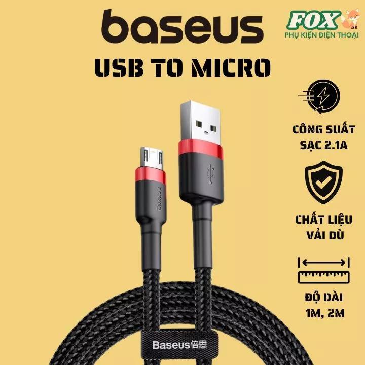 Dây cáp sạc Baseus USB to Micro cho IPhone 2,4A bọc dù chống rối,chống gãy đứt,truyền tải dữ liệu