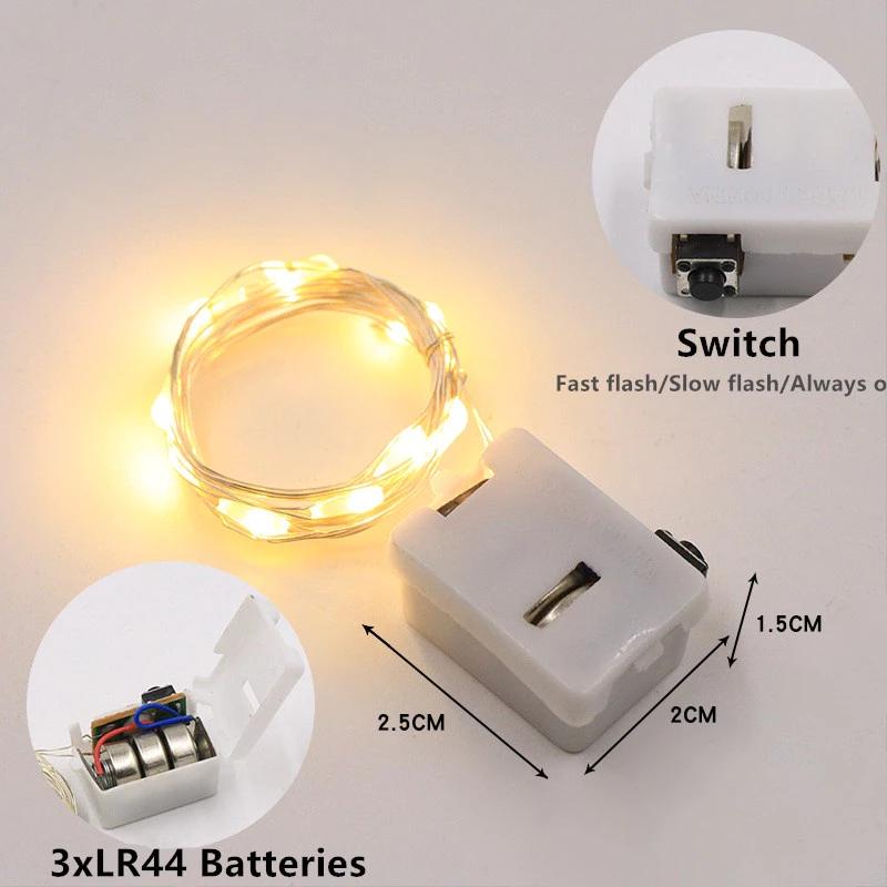 Dây đèn led đom đóm trang trí noel, fairylight, phòng ngủ 2 mét dùng pin nhấp nháy Pinky Shop mã DLED01