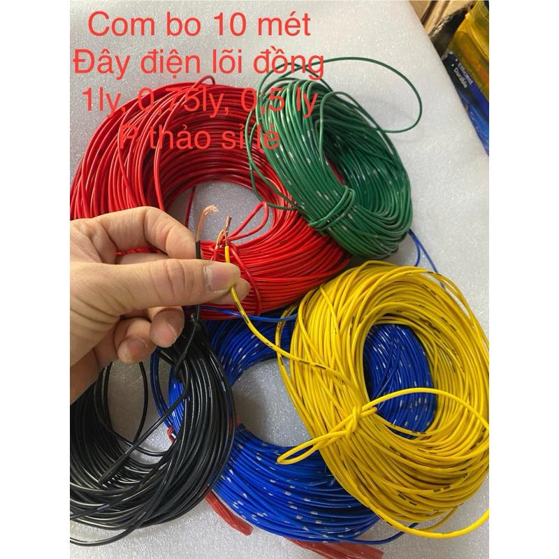 Dây điện xe lõi đồng ( com bo 10 mét ) 1ly , 0,75ly, 0.5 ly cao cấp, dây điện đơn ô tô loại tốt
