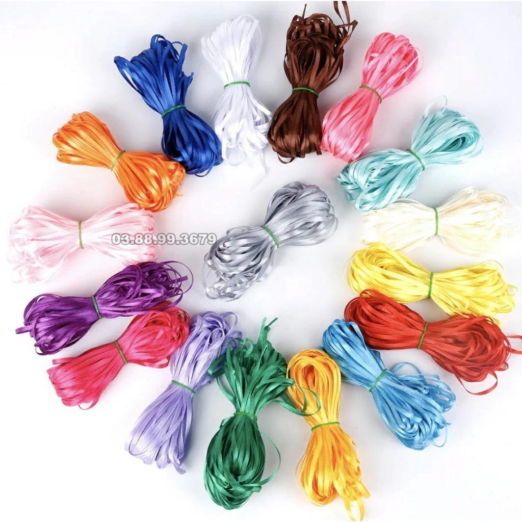 Dây ruy băng lụa bản nhỏ 3mm (bó 5mét 10mét) cột nơ, trang trí shop, decor tiệc, gói quà handmade cực đẹp