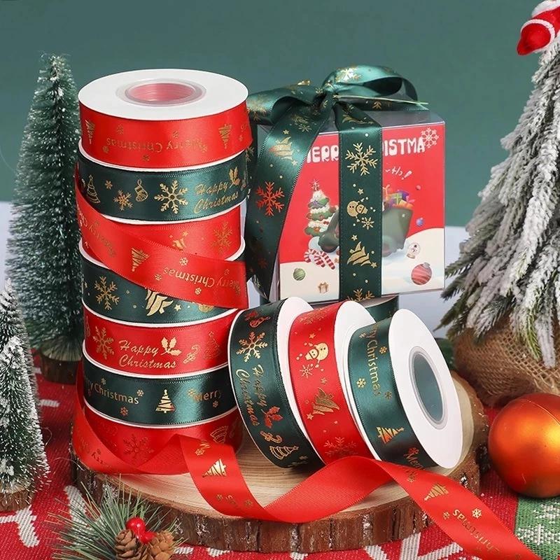Dây ruy băng merry christmas phụ kiện trang trí noel giáng sinh họa tiết vui nhộn mùa lễ hội