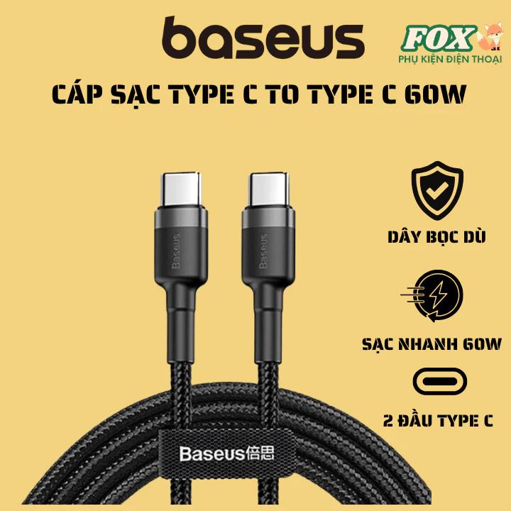 Dây sạc Baseus 60w Type C to Type C bọc dù dành cho IPhone , OPPO , XIAOMI , SAMSUNG