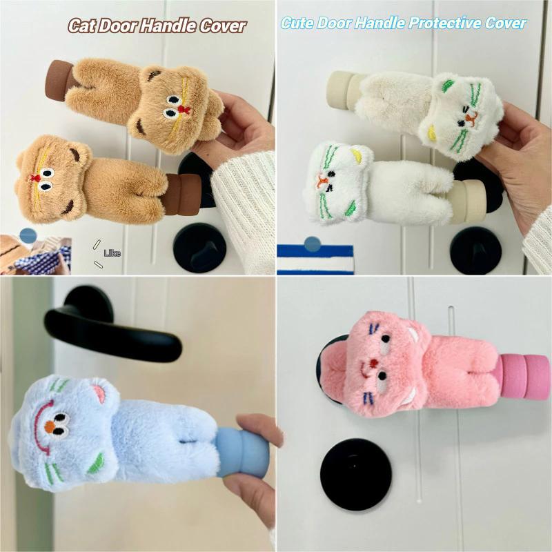 Dễ Thương Tay Nắm Cửa Bao Sang Trọng Mèo Chống Va Chạm Tay Nắm Cửa Găng Tay Hoạt Hình Giữ Cửa Bộ Bảo Vệ