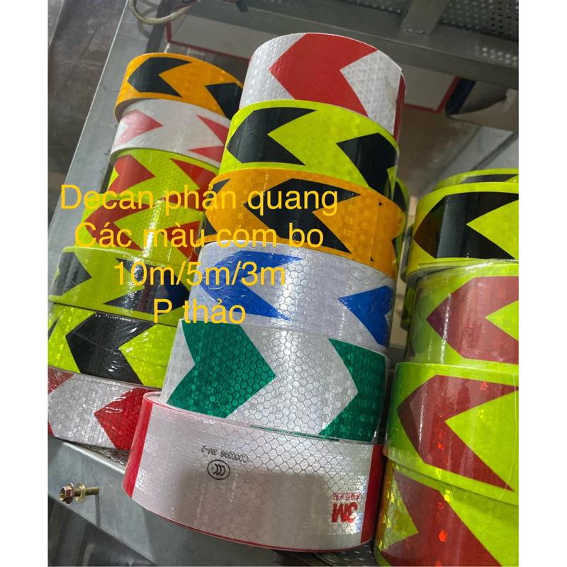 Decan phản quang các màu 10 m/5m/3m bản 5cm bóc dính cảnh báo xe