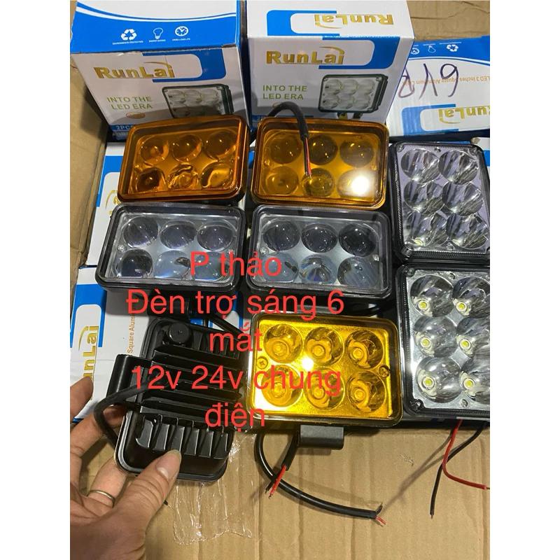 Đèn led trợ sáng 6 mắt autu von chuẩn Runlai 12v 24v trợ sáng xe ô tô, xe công nông , máy công trình