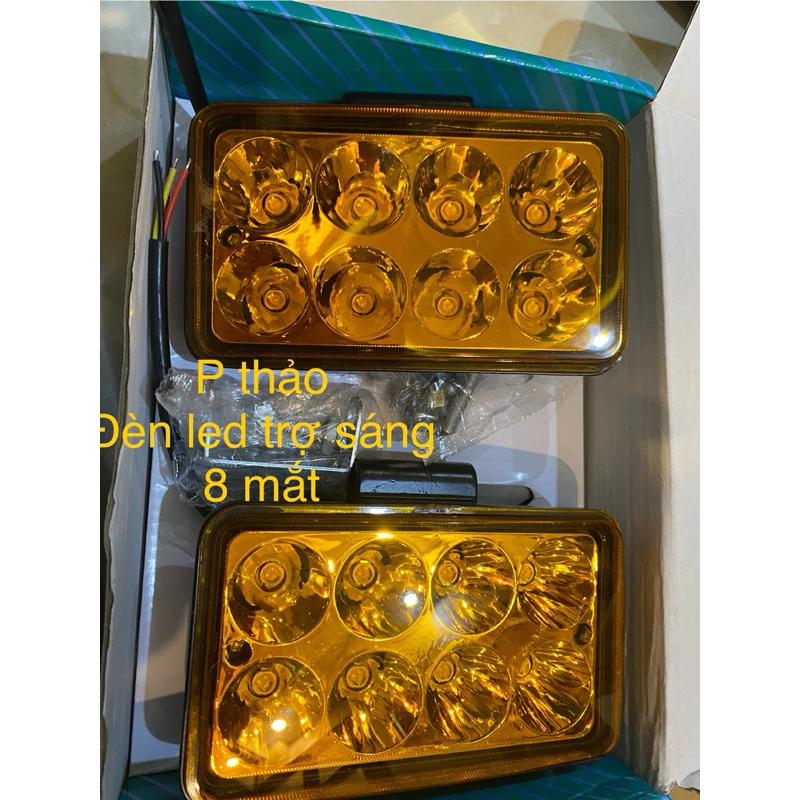 đèn led trợ sáng hình chữ nhật 8 mắt sáng rộng lắp cản trước, đèn trợ pha , 8m sâu chung điện 12v 24v tiện dụng