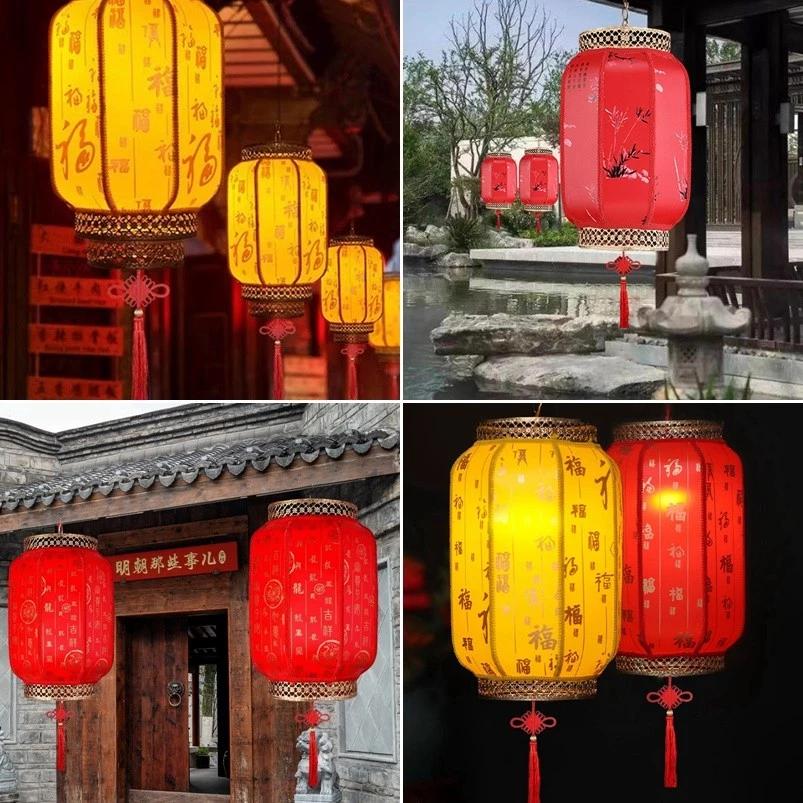 Đèn Lồng Đỏ Lớn Phong Cách Trung Hoa Vintage Ngoài Trời In Hoa Đèn Lồng Trang Trí Nhà