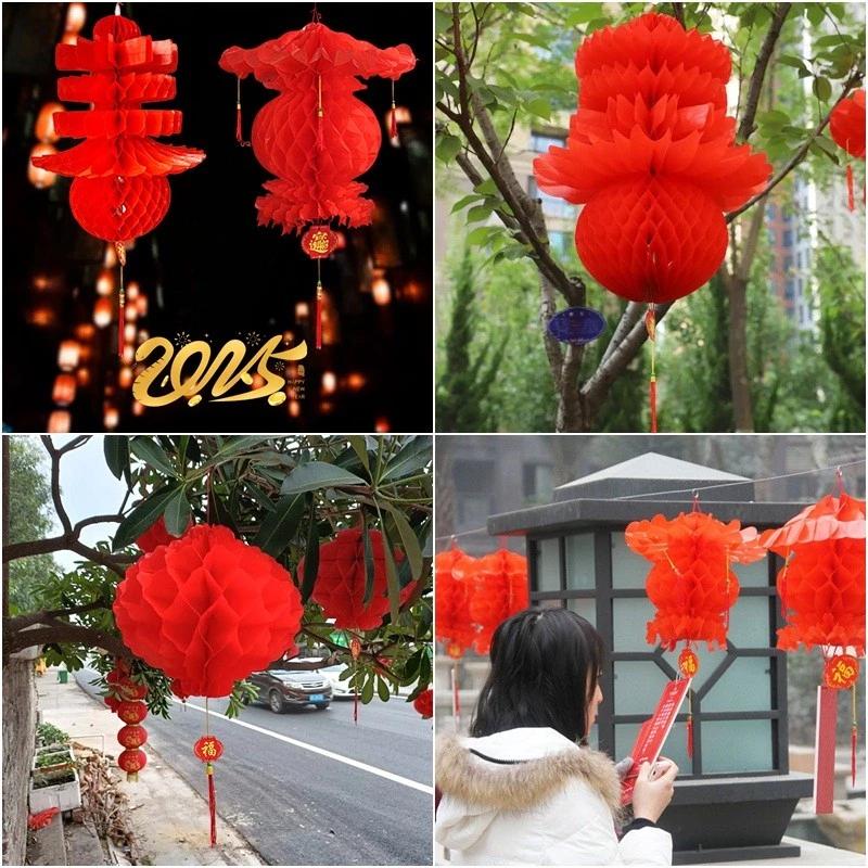 Đèn lồng tổ ong gấp 2025 Lễ hội mùa xuân treo đèn lồng Đèn lồng chống nước