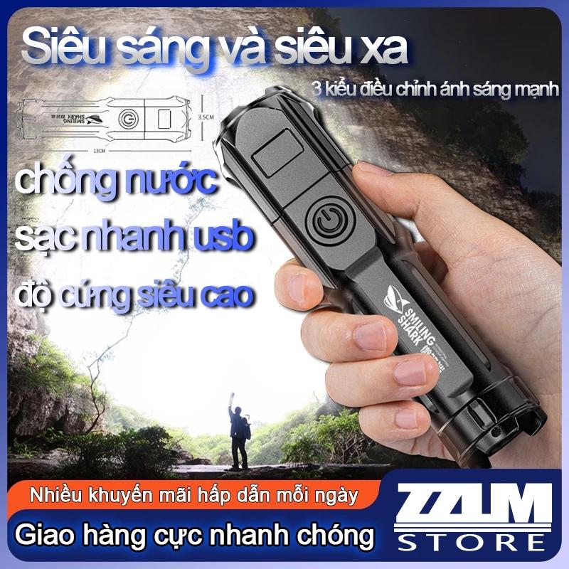 Đèn Pin Siêu Sáng, Đèn pin sáng ngoài trời, Cú sút xa 1000m, 3 chế độ ánh sáng, Có thể sạc lại, tuổi thọ pin dài