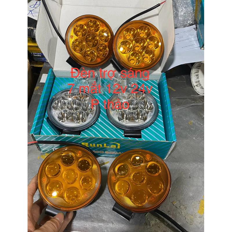 đèn trợ sáng 7 mắt TRÒN , đèn gầm Run lai loại 1 12v ,24v bi cầu dọi sáng tập chung kích thước 11CM . 1 cặp hoặc 1cái