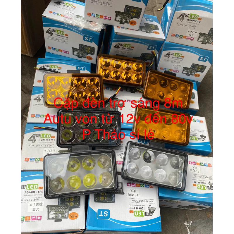 Đèn trợ sáng siêu sáng 12v 24v chung điện cao cấp 8 m, 6m kèm chân ST