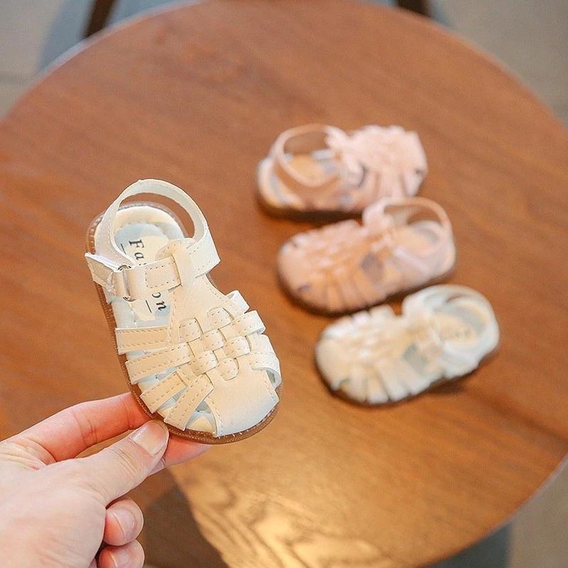 Dép rọ,sandal rọ quai đan cho bé gái 0-2 tuổi siêu xinh mềm êm chống trơn trượt_Mã 7801