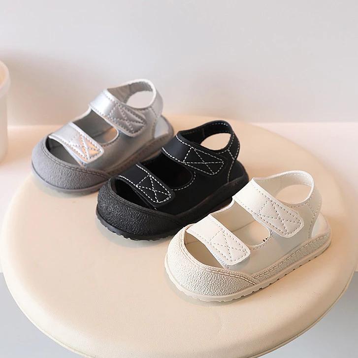 Dép sandal 2 quai dán trần 3 màu thời trang cho bé trai bé gái đế mềm êm chân chống vấp sz 16-26