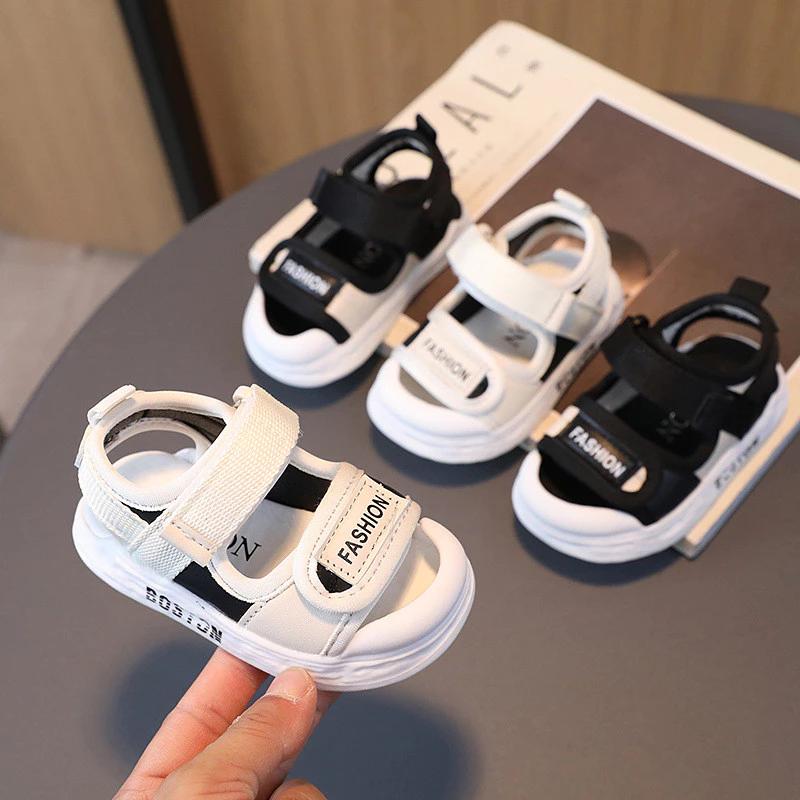 Dép sandal cao cấp Fashion Boston 2 màu cho bé trai bé gái đế mềm mũi cong chống vấp sz 16-25 Giày của bé 365