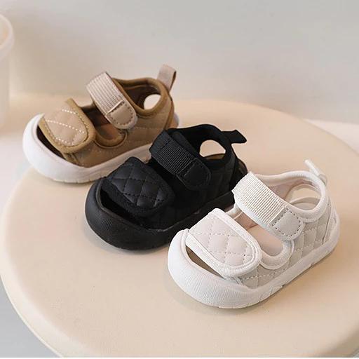 Dép sandal quai dán trần trơn cho bé trai bé gái êm mềm cho bé tập đi Sz15-19 cho bé 0-2 tuổi