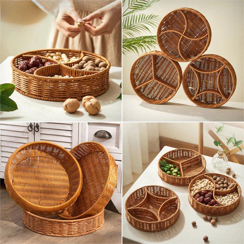 Đĩa trái cây tròn đơn giản Dệt nhiều khoảng cách Giỏ lưu trữ Bộ đồ ăn Tổ chức