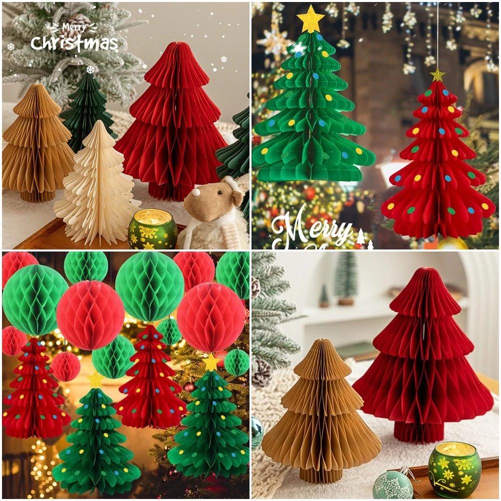 Diy Cây Giáng Sinh Vật Trang Trí 3D Tổ Ong Có Thể Gập Lại Bóng Giáng Sinh Cung Cấp Giáng Sinh
