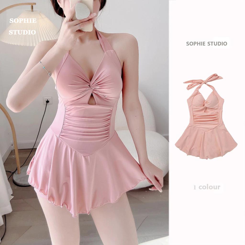 Đồ bơi bé gái màu hồng, Váy một mảnh cảm giác cao cấp