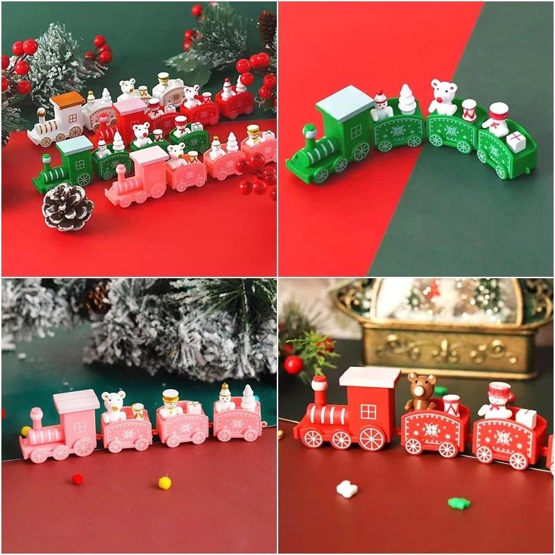 Đồ chơi đầy màu sắc Xe lửa Trang trí Giáng sinh dễ thương Xe lửa Mini Điêu khắc Đồ trang trí để bàn