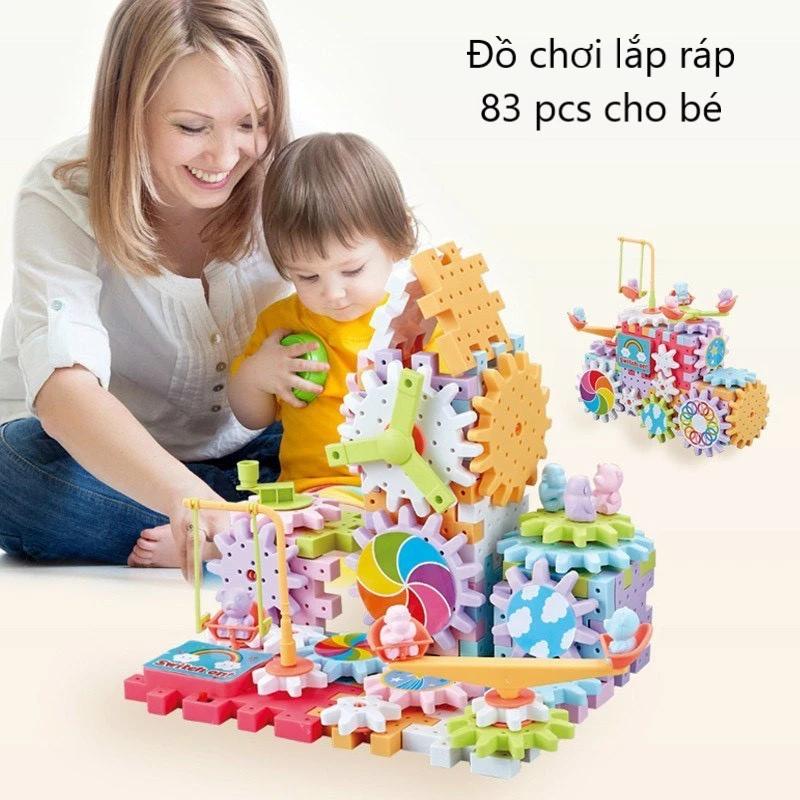 Đồ chơi Lắp ráp mô hình bánh răng xoay 83 chi tiết giúp bé phát triển thông minh