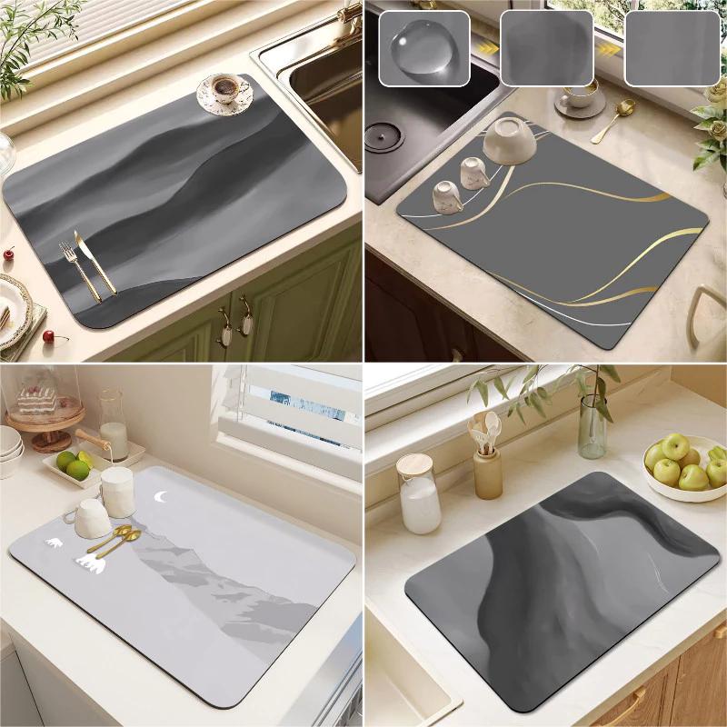 Đơn Giản Nhà Bếp Thoát Nước Miếng Lót Giả Nhung Chống Trơn Trượt Placemats Bàn Hộ Gia Đình Miếng Lót Ăn