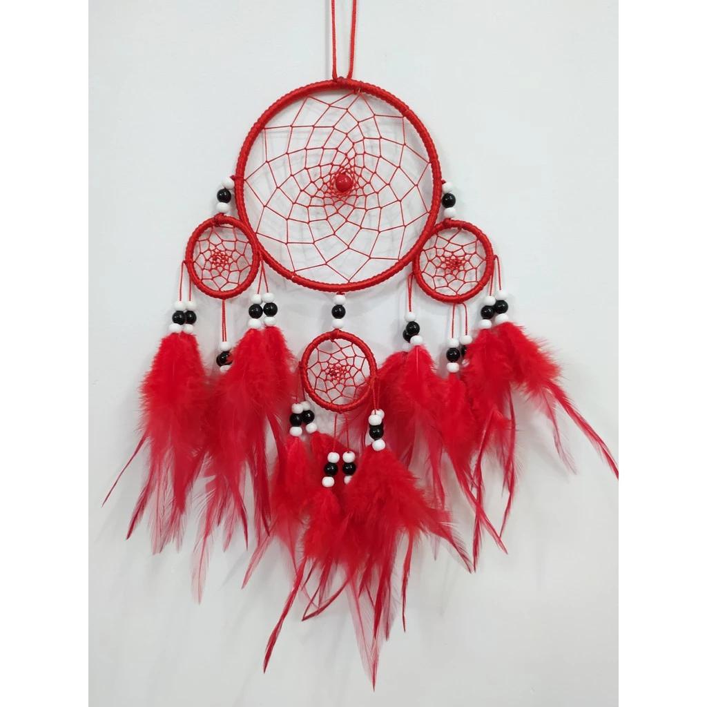 Dreamcatcher handmade treo tường Trang Trí phòng ngủ PINK HANDY màu trắng đỏ đen sang trọng