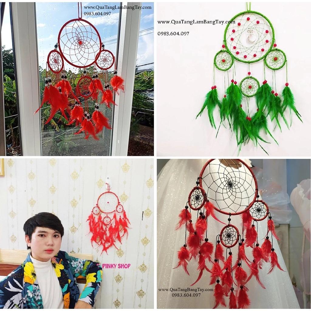 Dreamcatcher màu đỏ [Mới cứng 100%] treo tường lớn, handmade đẹp, lưới bắt giấc mơ, decor trang trí nhà lung linh DRD1