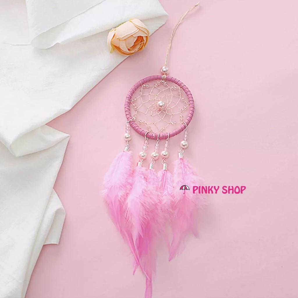 Dreamcatcher treo tường, dream catcher handmade màu hồng pastel decor trang trí phòng dễ thương Pinky Shop mã DRD31