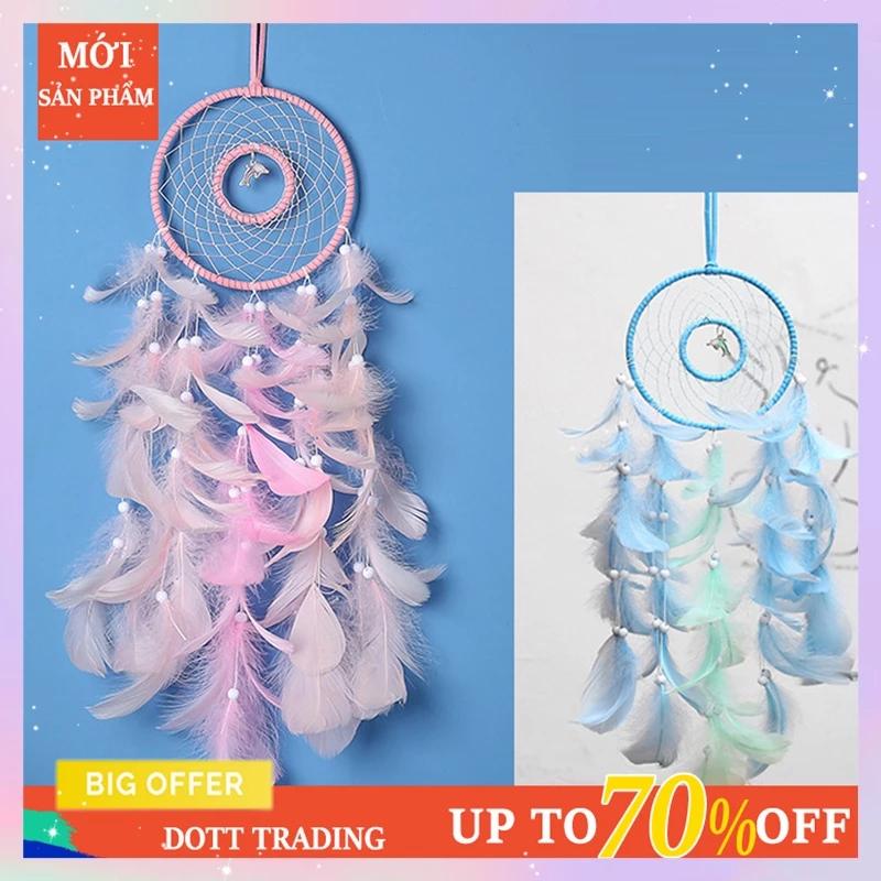 Dreamcatcher treo tường lớn, handmade đẹp, lưới giấc mơ đính lông vũ, ngủ ngon Hình Cá Voi Đại Dương tung tăng bơi lội