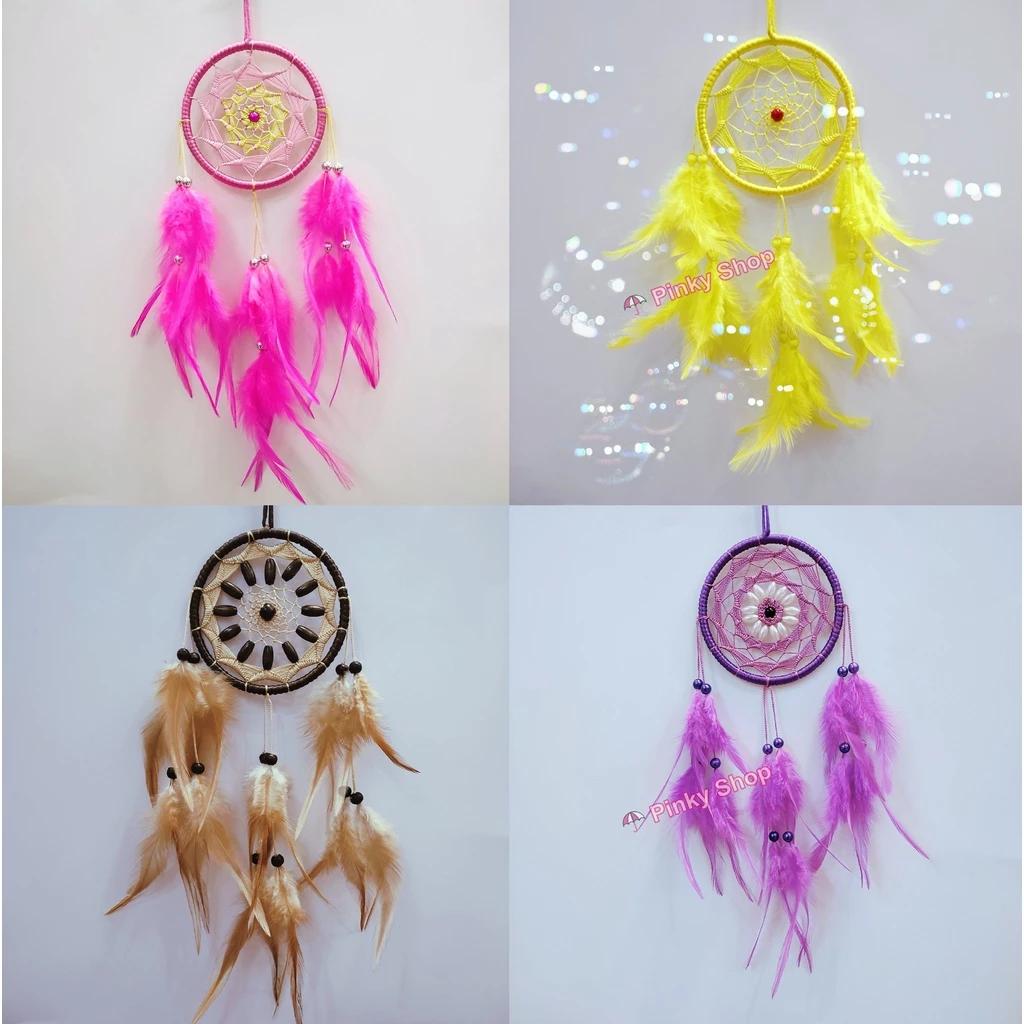Dreamcatcher treo xe hơi, treo tường handmade 10 cm, lưới bắt giấc mơ 1 vòng tròn lung linh, quà tặng độc đáo Pinky DXH1