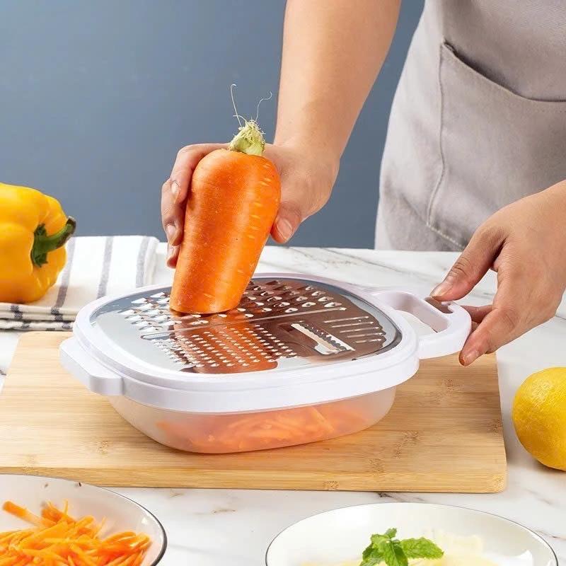 Dụng cụ cắt thái rau củ quả bằng thép NEX không gỉ 3 trong 1 đa năng 25x19x6cm