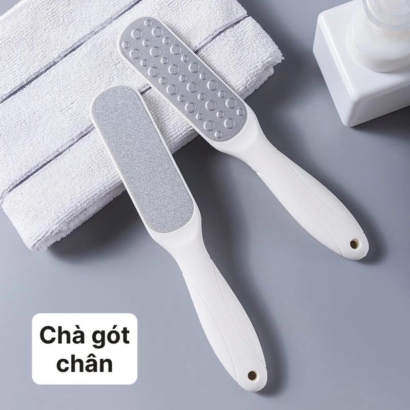 Dụng cụ chà gót chân, tẩy da chết gót chân, móng chân 2 mặt - cây trắng