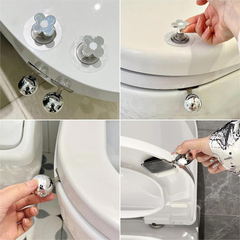 Dụng cụ mở nắp bồn cầu hình hoa Máy ép bồn cầu kiểu Ins Tay nắm cửa tủ