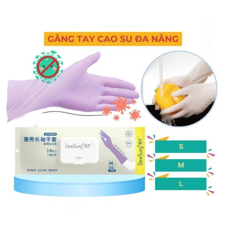 Găng tay cao su, găng tay nhà bếp Beesurg dài không thấm nước vệ sinh nhà bếp rửa chén đa năng HY78