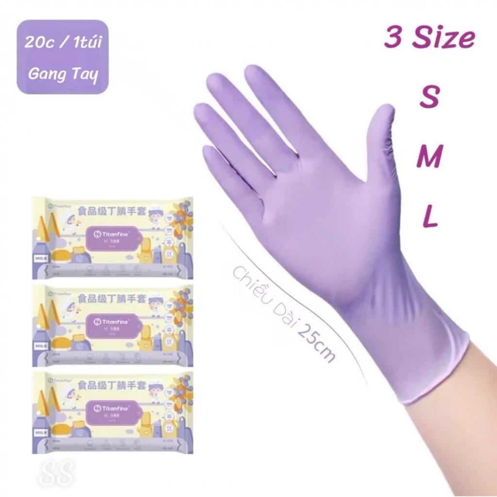 Găng tay cao su, Túi 20 găng tay làm bếp nếu ăn Titanfine, Găng tay rửa bát siêu dai không mùi sử dụng nhiều lần