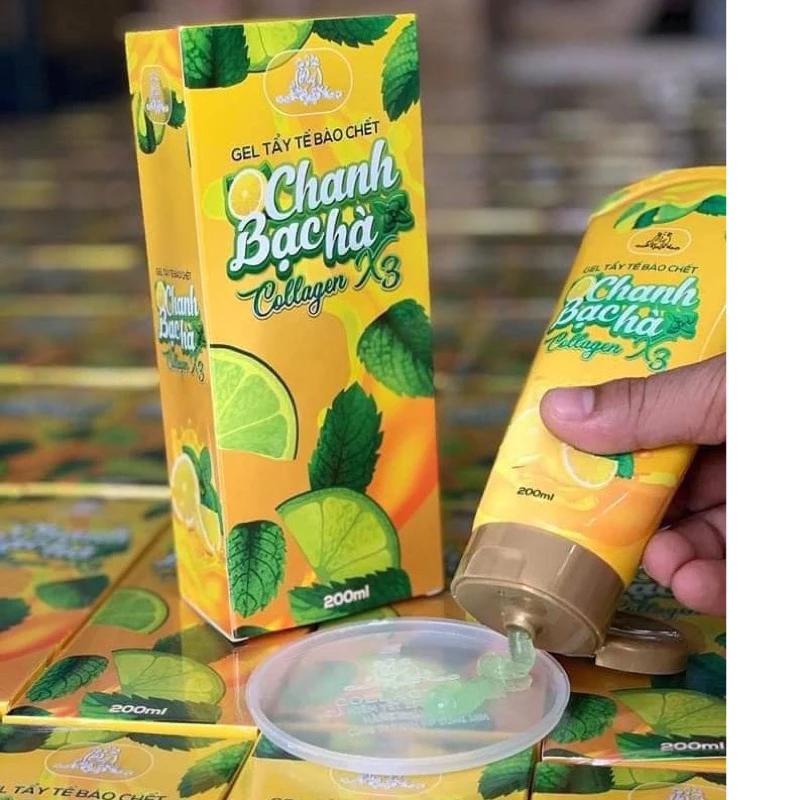 Gel Tẩy Tế Bào Chết Chanh Bạc Hà Collagen X3 200ml [Chính Hãng] Mỹ Phẩm Đông Anh