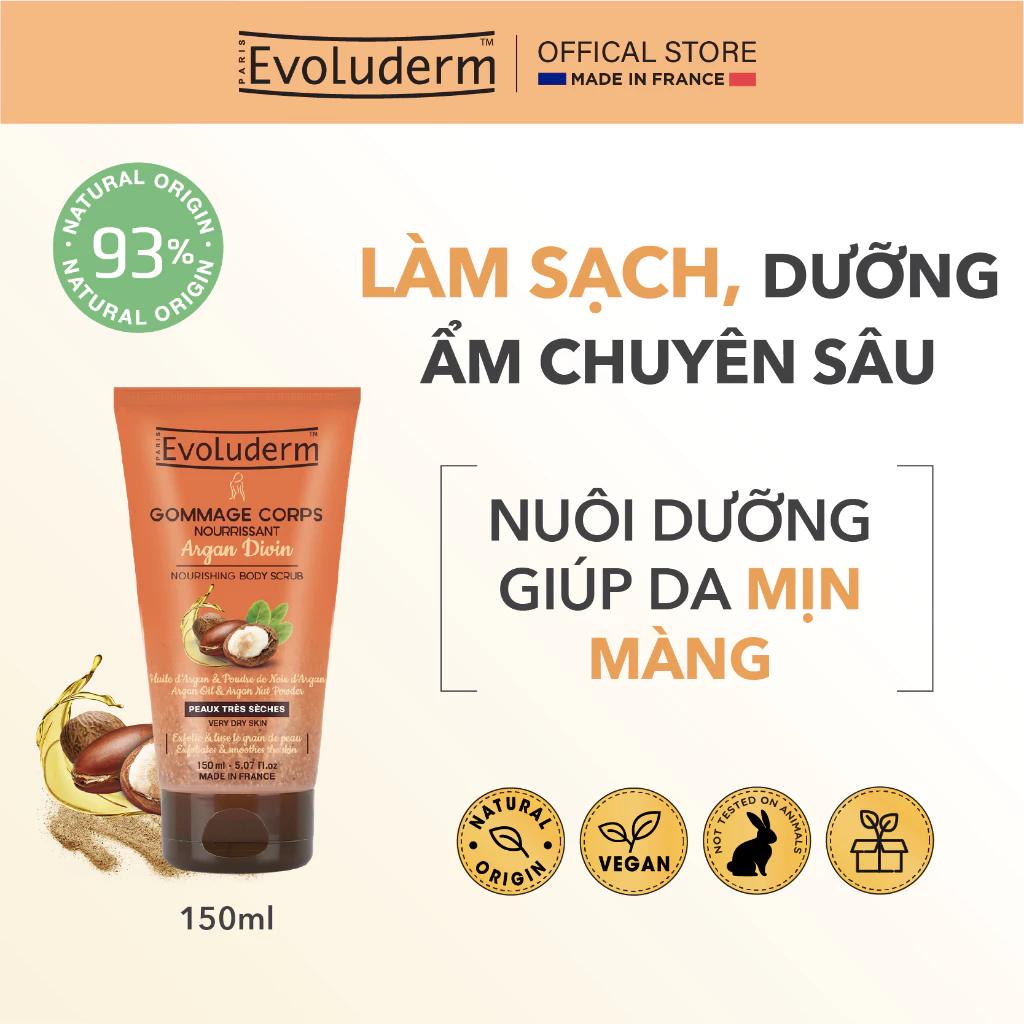 Gel tẩy tế bào chết toàn thân Evoluderm tinh chất Argan dành cho da rất khô - 150ml