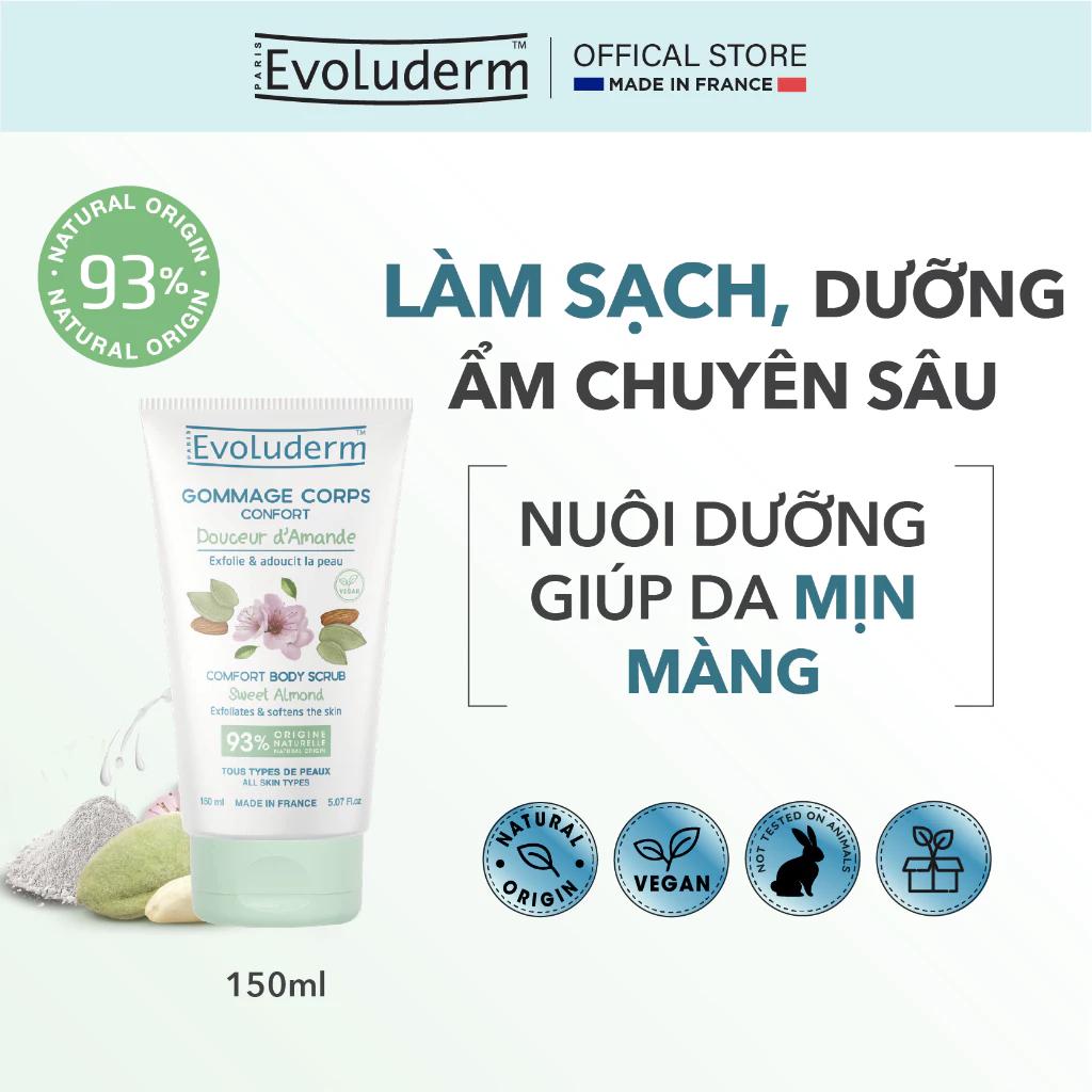 Gel tẩy tế bào chết toàn thân Evoluderm tinh chất Hạnh nhân dành cho da nhạy cảm - 150ml