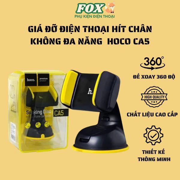 Giá đỡ điện thoại để trên taplo, hít trên kính ô tô Hoco CA5 thiết kế thông minh xoay 360