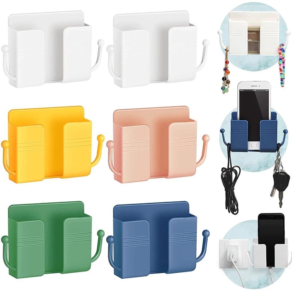 Giá đỡ điện thoại, kệ dán tường, ổ cắm đồ khay đựng remote có móc treo chịu lực tiện lợi