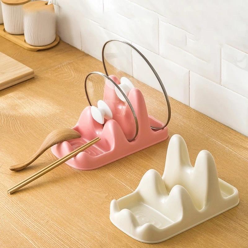 Giá đỡ nắp vung xoong nồi thìa đũa muỗng CHỮ UU chống trượt, kệ để nắp nồi tiện lợi chất liệu nhựa