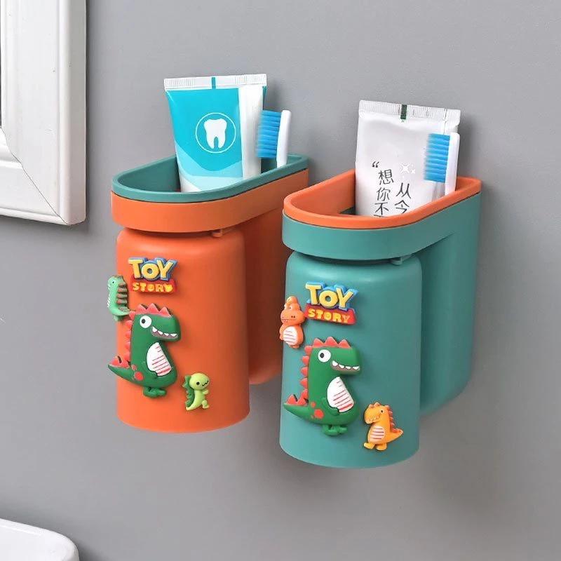 Giá Đựng Bàn Chải, Kem Đánh Răng Kèm Cốc Treo ÚP NGƯỢC tặng sticker mới - Kệ Đựng Bàn Chải Có Cốc Súc Miệng