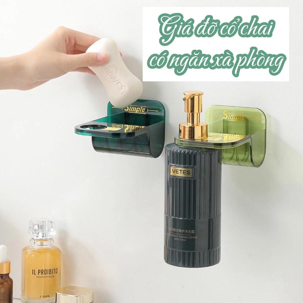 Giá Gắn Tường Để Cổ Chai Simple Có Ngăn để xà phòng