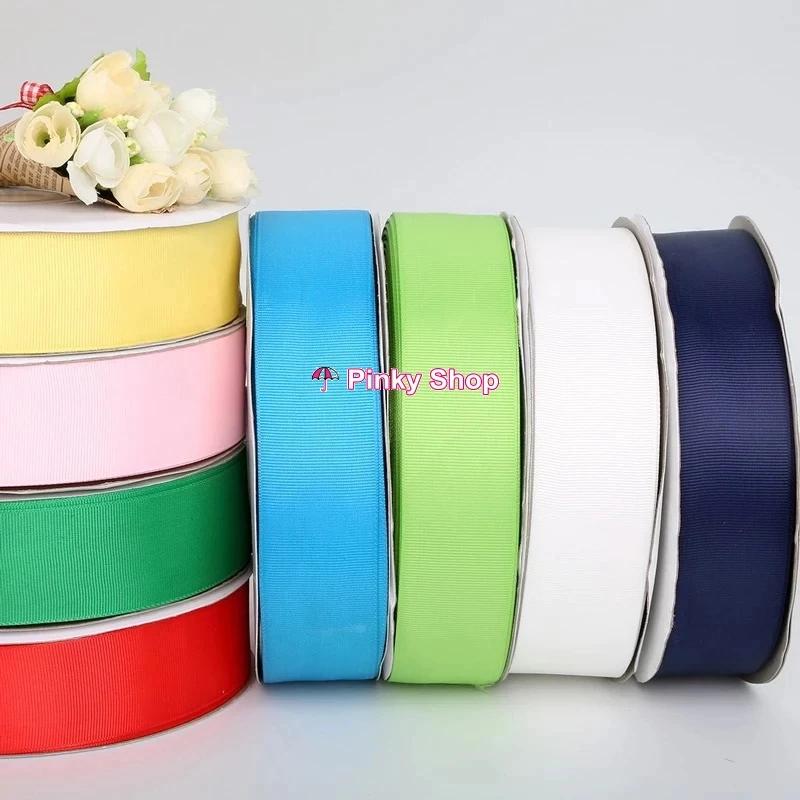 [Gía rẻ 1 cuộn] Ruy băng gân vải trơn 2.5 cm cao cấp cuộn 20 mét màu đỏ, vàng xanh dương, đen Pinky Shop