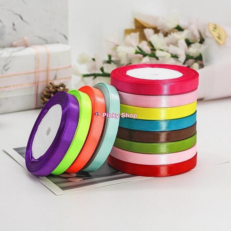 [Giá rẻ] Ruy băng vải lụa Satin 0.5cm giá rẻ nhiều màu làm nơ, gói quà, trang trí decor làm phụ kiện handmade Pinky Shop