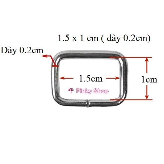 [Giá sỉ] Khoen chữ nhật 1.5cm màu bạc làm phụ kiện túi xách, balô Pinky Shop mã KCNB1.5CM