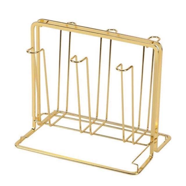Giá Úp Cốc, Khay Úp Ly Kèm Đồ Hứng Nước Trang Trí Decor Mạ Vàng Cực Sang Kiểu Dáng Bắc Âu Hiện Đại - CHỮ NHẠT MẠ VÀNG