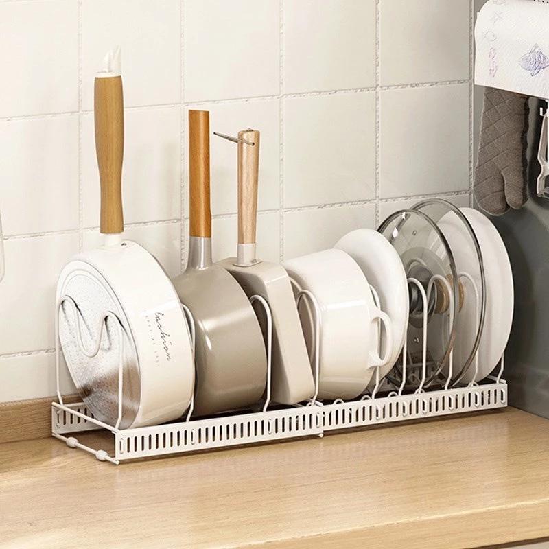 Giá úp nắp nồi, chảo, giá úp đĩa chảo 7 ngăn (LAU) - kệ cài nắp nồi chảo 378 thiết kế gấp gọn