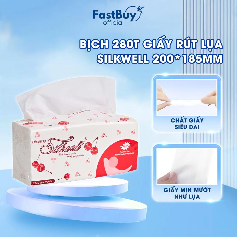 Giấy Ăn Rút Lụa Khổ Lớn Silkwell 280 Tờ, Giấy Lau Đa Năng Nguyên Liệu: 100% Từ Bột Giấy Nguyên Chất An Toàn Sức Khỏe